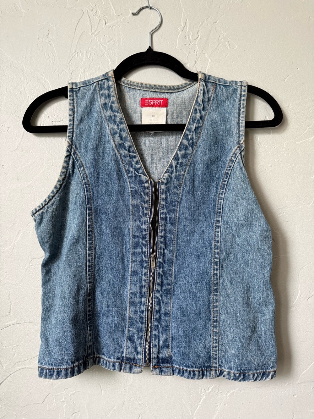Vintage Espirit Denim Zip Up Vest Size XL